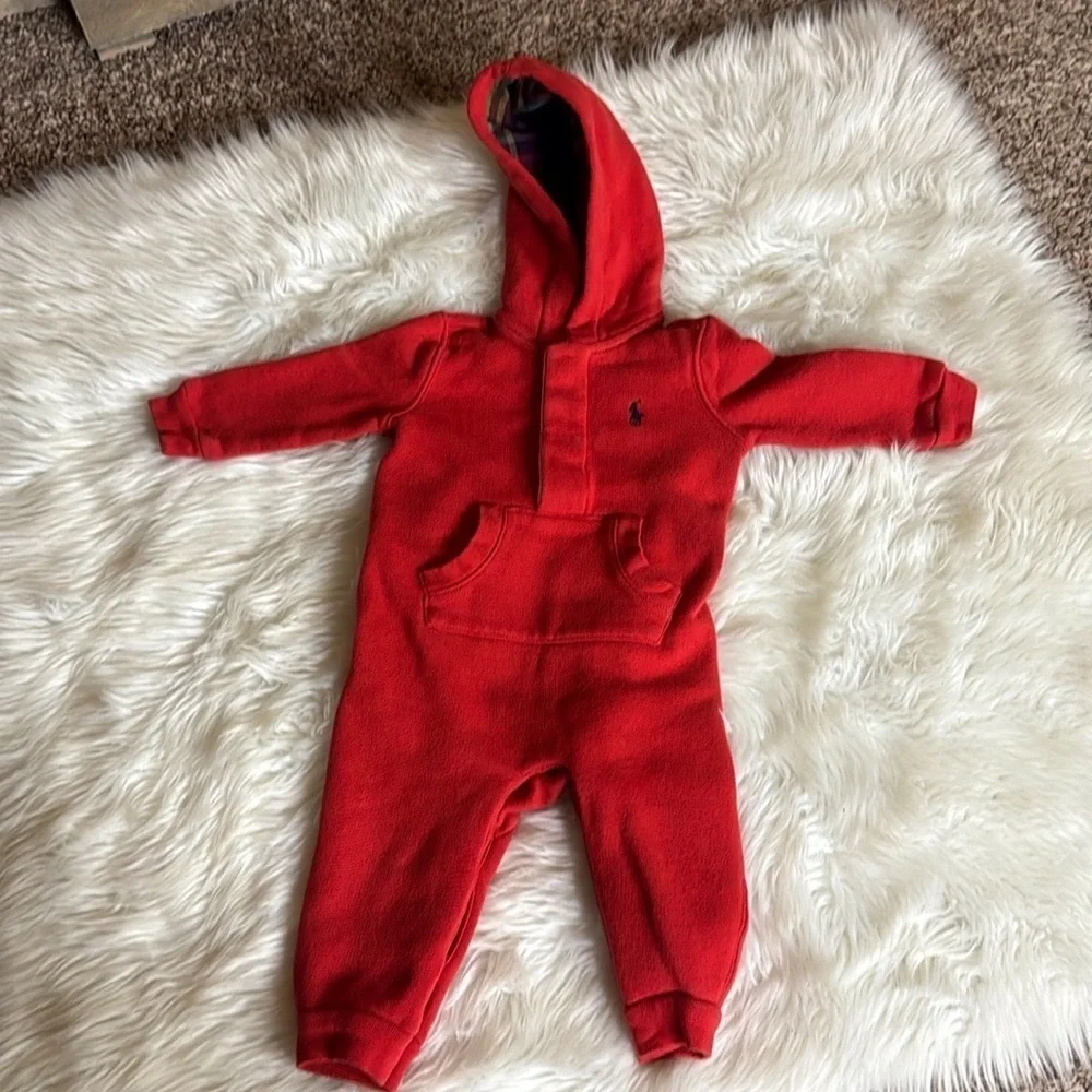 Ralph Lauren baby red coverall with hood Size 9 Months / 9M